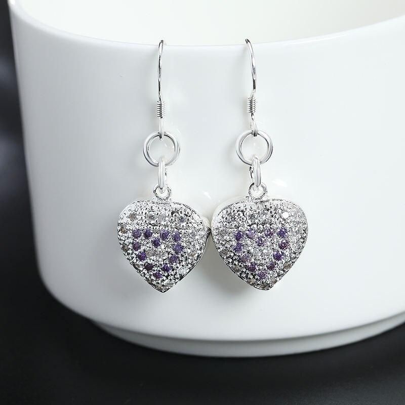 New 925 Sterling Silver color Earrings for Women fashion Jewelry Zircon Hollow heart earrings high quality Holiday Gifts New 925 Sterling Silver color Earrings for Women fashion Jewelry Zircon Hollow heart earrings high quality Holiday Gifts